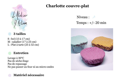 Charlotte couvre-plat 3 tailles - Patron PDF